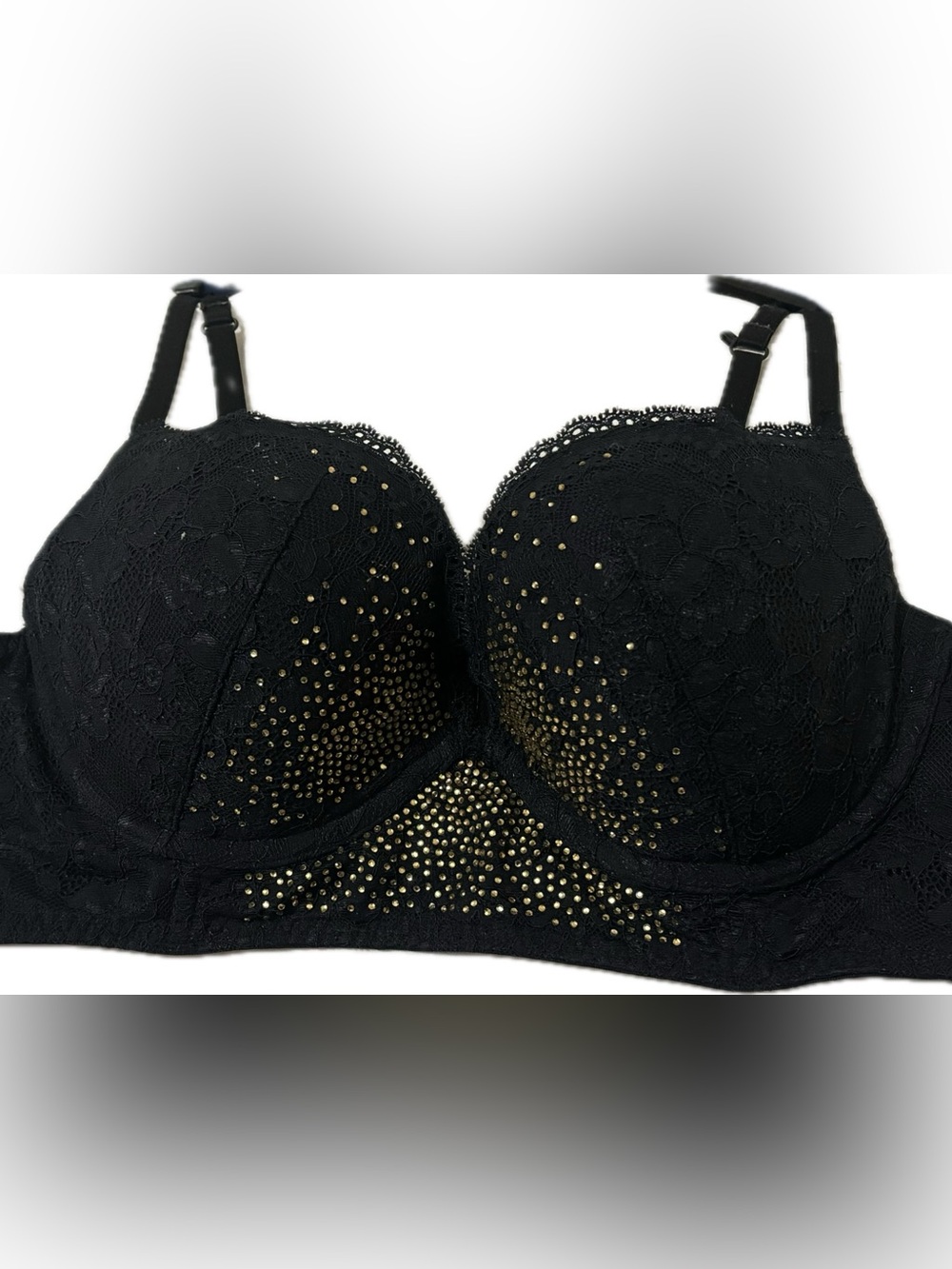 La SENZA Black Lace push up Bra with Gold bedazzling